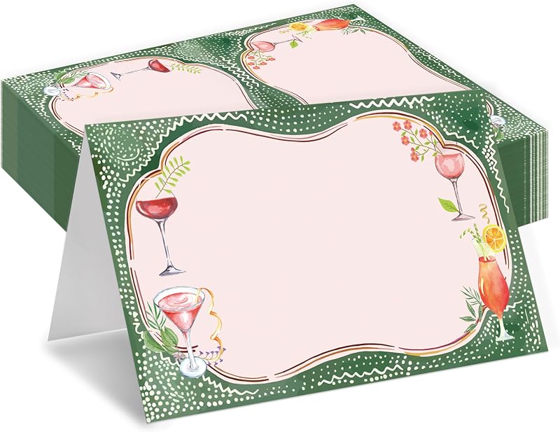 Tarjetas lugar cóctel navideño verdes para fiestas