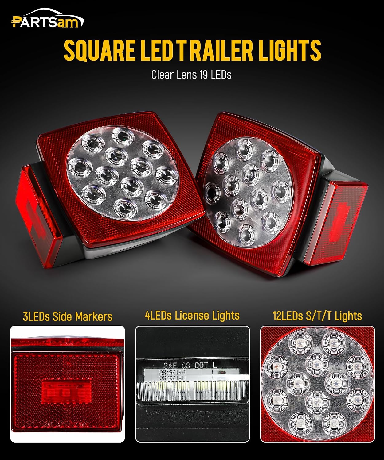 Faros LED sumergibles 12V para remolque barco rojo blanco