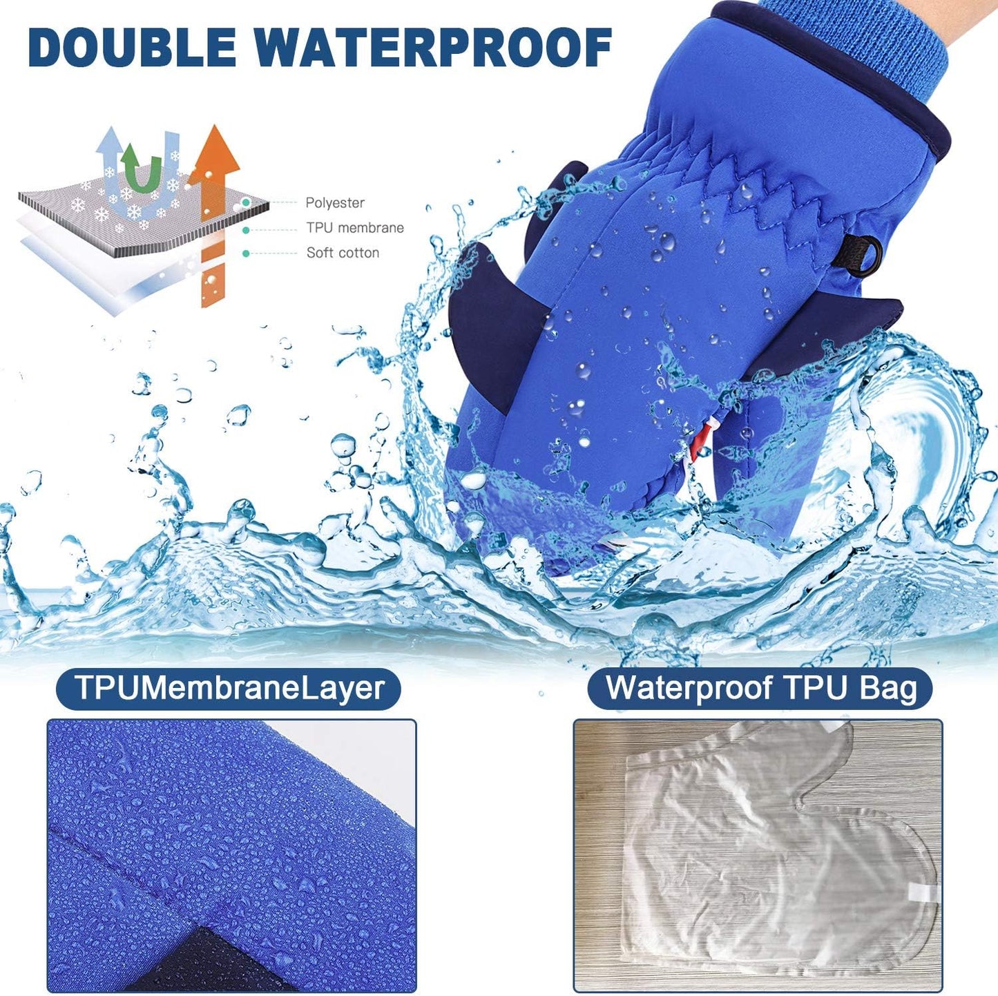 Guantes nieve niños impermeables cálidos 4-6 años