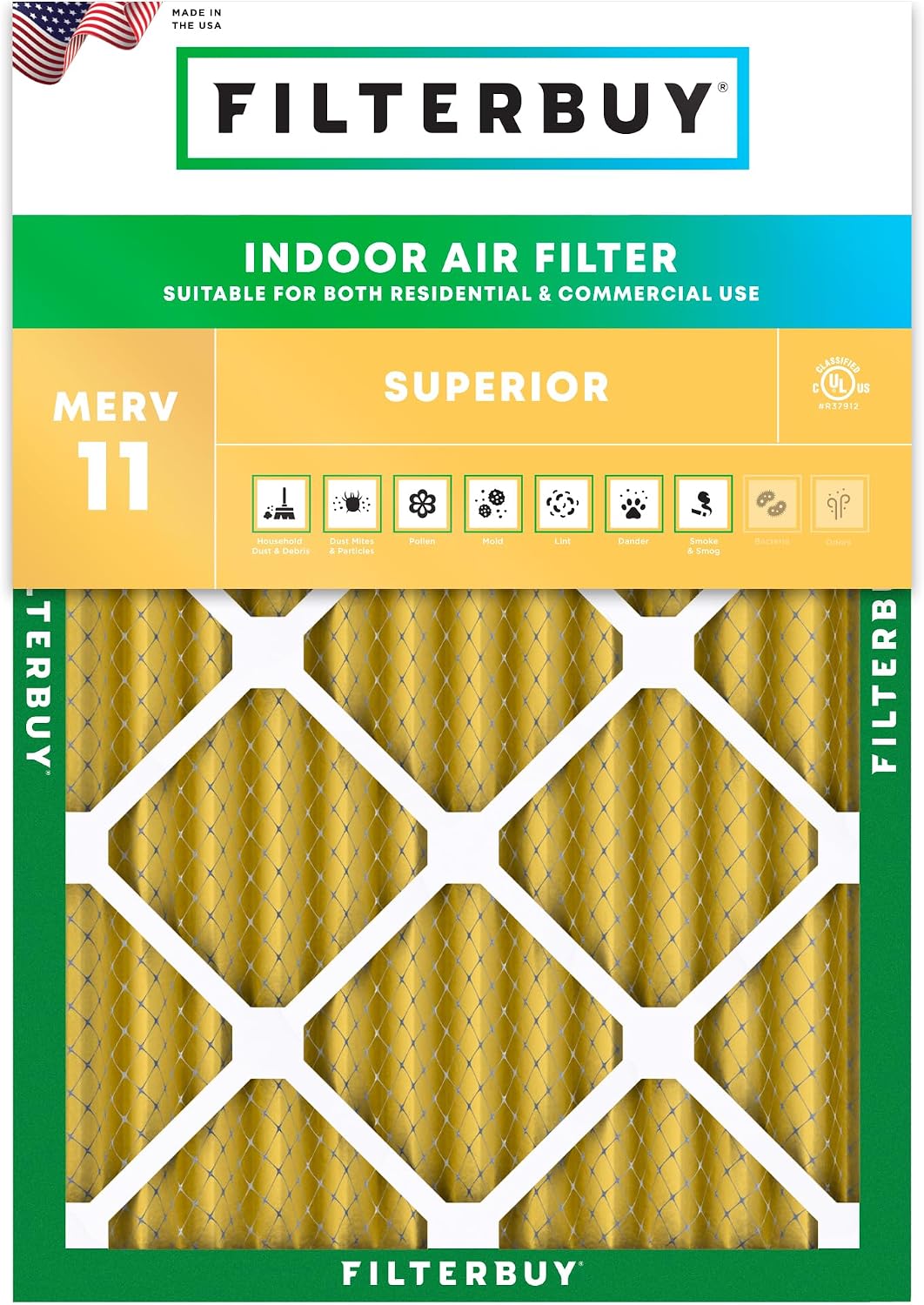 Filtro aire 16x20x2 pulg MERV 11 para mascotas y alergias