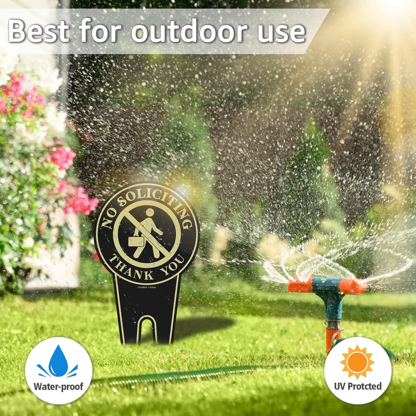 Letrero No Soliciting aluminio 12x6pulg doble cara impermeable