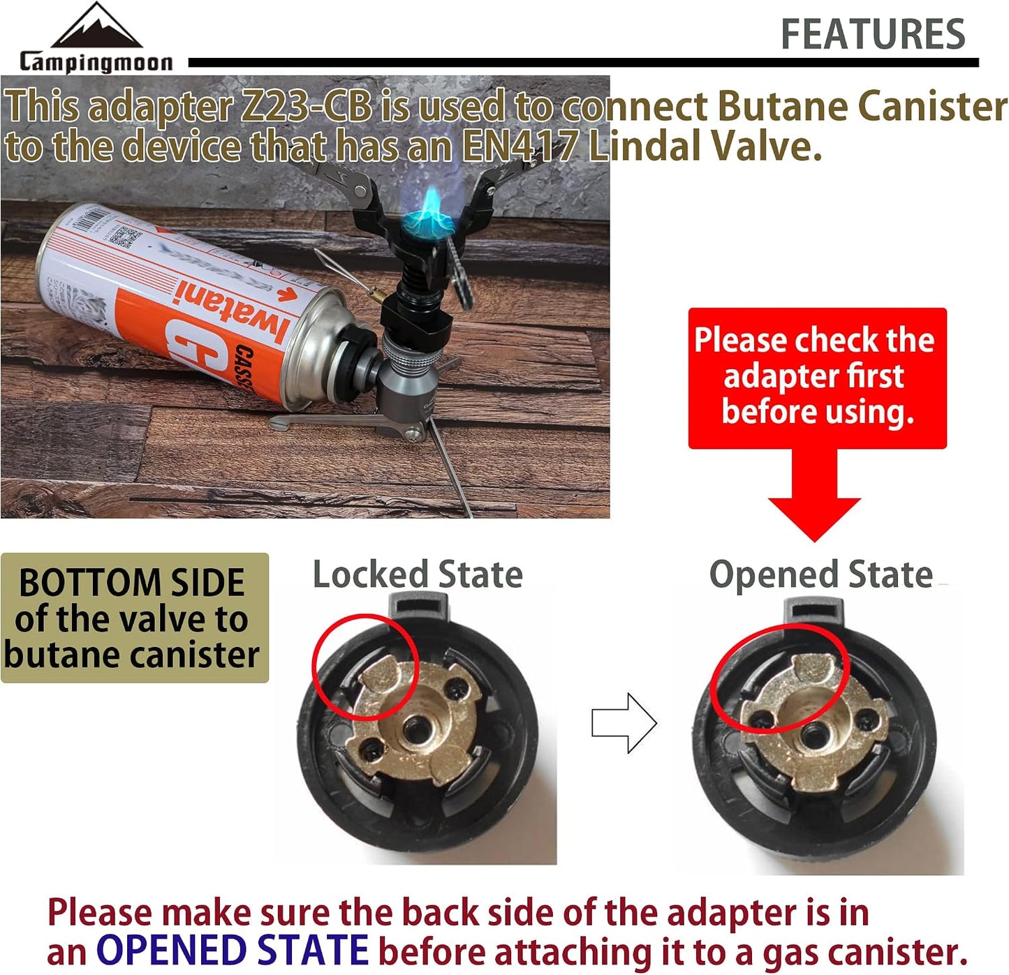 Adaptador butano para soporte EN417 Camping Gas Z23-CB