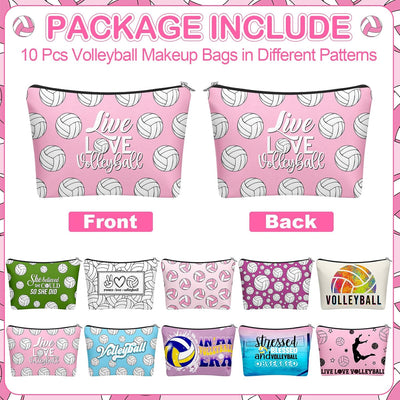 10 Bolsas Maquillaje Voleibol Cremallera Regalo Deportes