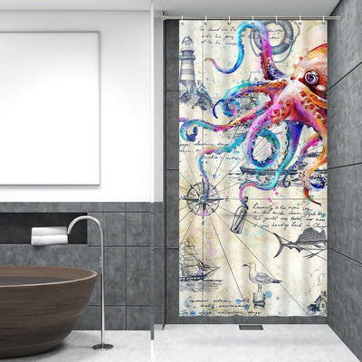 Cortina ducha náutica 36x72 pulg estrecha impermeable