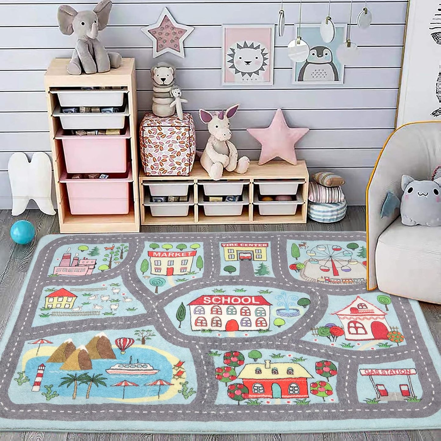 Alfombra educativa antiderrap para niños 4x6ft