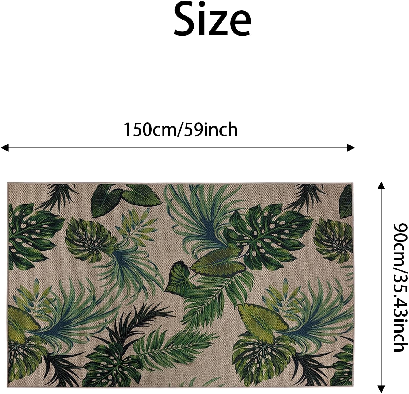 Alfombra yute antiderrap lavable 3x5ft interiores