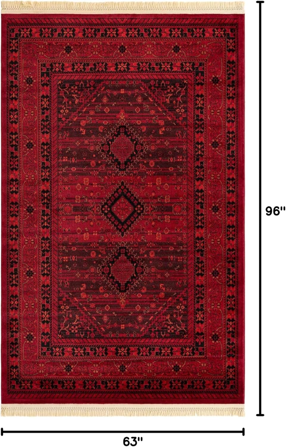Alfombra Area Sheibani 5x8ft Rectangular Rojo/Negro