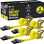 Correas trinquete 2" x27pies con gancho plano set 4