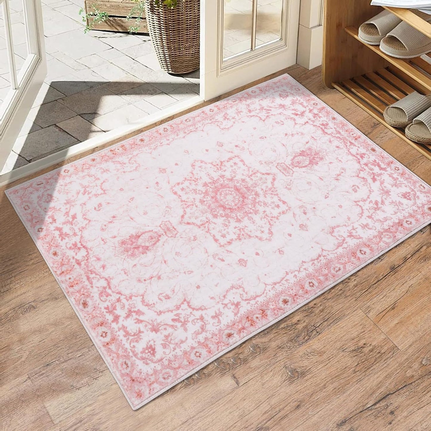 Alfombra entrada 2x3ft antiderrap nido abeja rosa