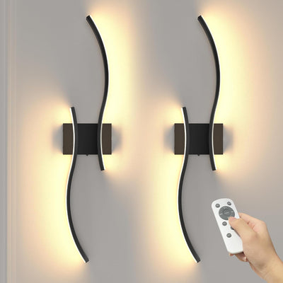2 Lámparas pared inalámbricas negro control remoto
