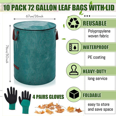 10 Bolsas Basura 72gal con Tapa 30x26pulg