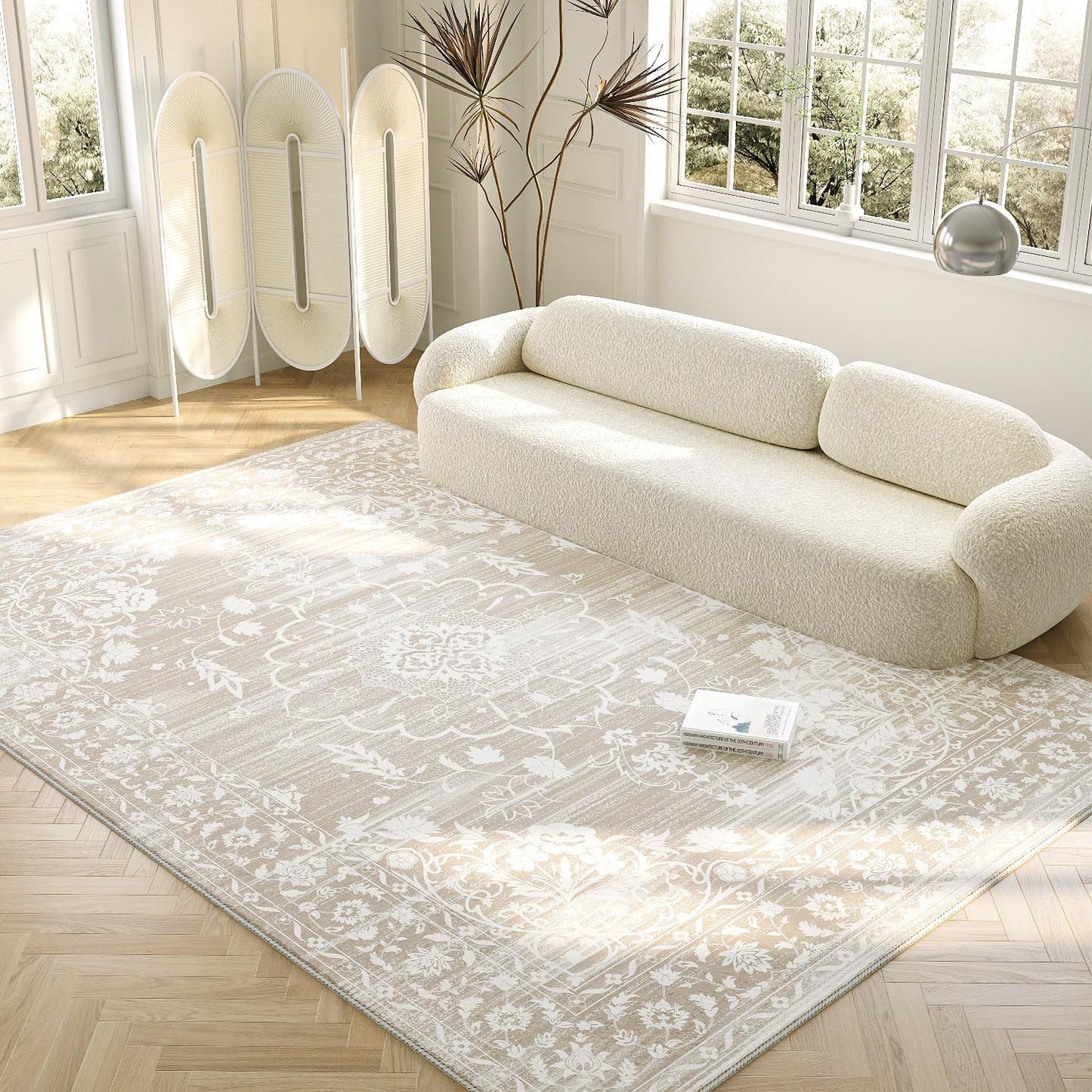 Alfombra bohemia beige 8x10ft antiderrap sala