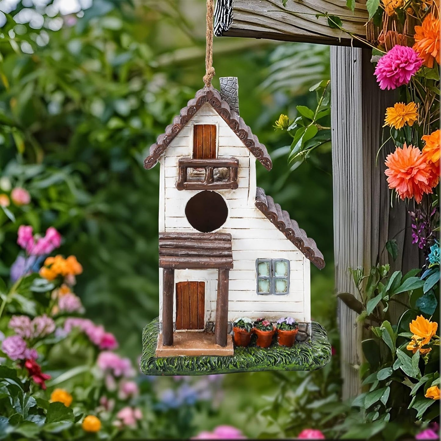Casa resina para pájaros exterior decorativa a prueba
