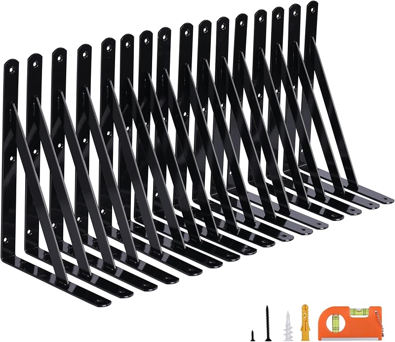 16 Soportes Estante 12" Acero Negro Resistente