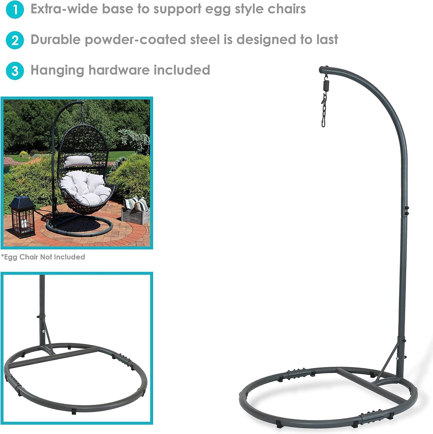 Soporte silla huevo acero base redonda 76pulg negro