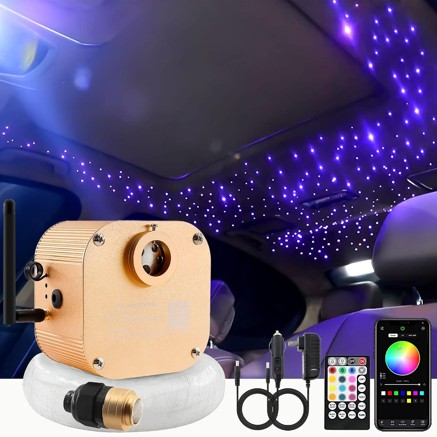 Kit techo luces fibra optica parpadeantes 16W control APP