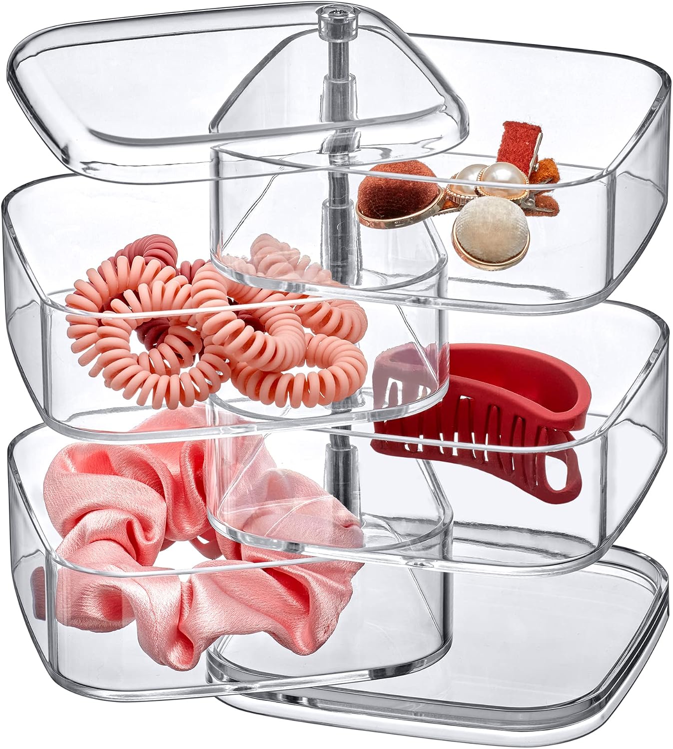 Organiz. acrílico 4 niveles con tapa para accesorios