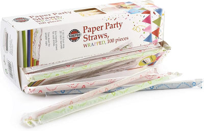 Pajitas papel biodegradables 100 pzas varios colores