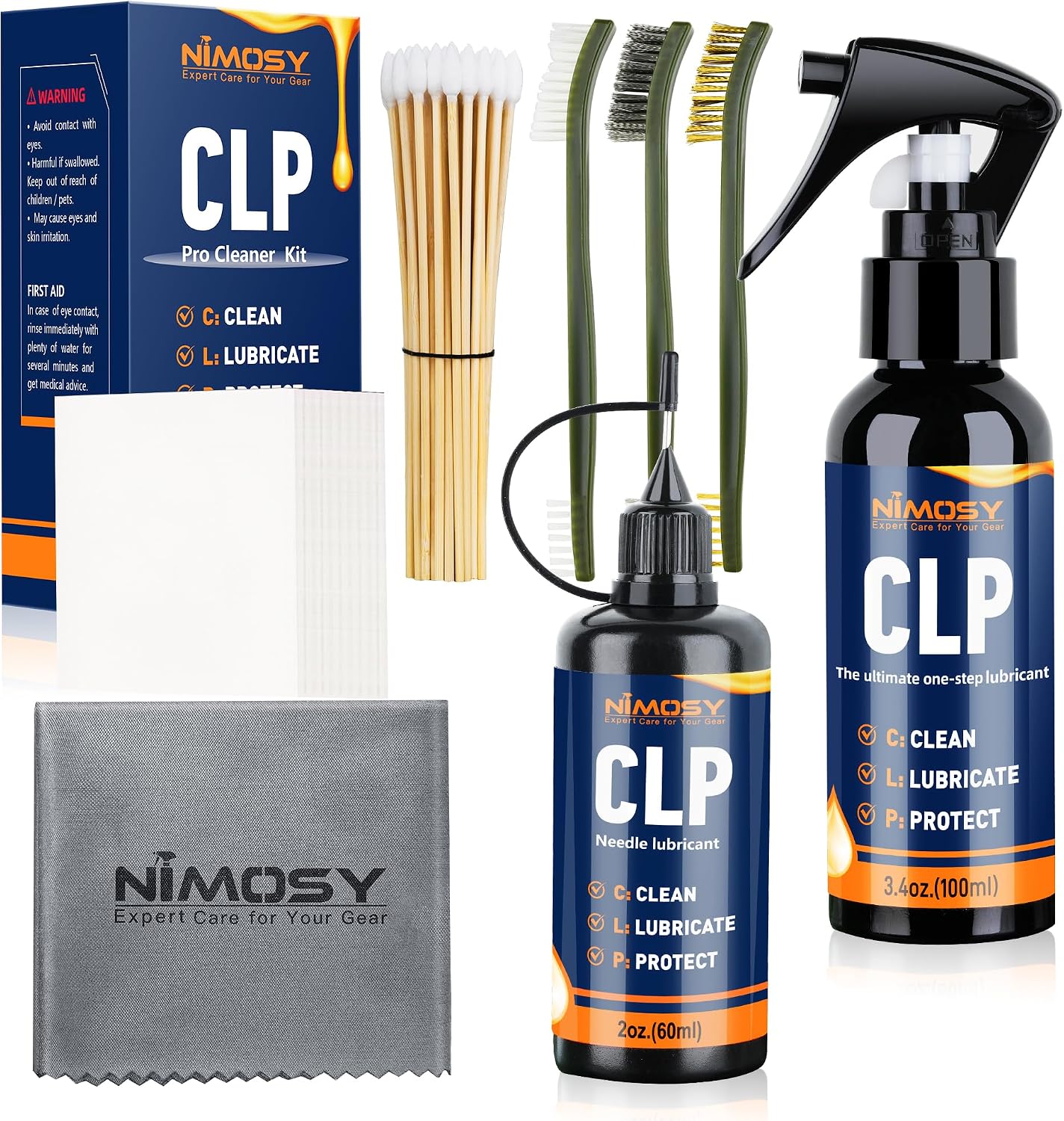 Kit limpieza CLP 3.4oz aceite 2oz lubricante aguja cepillos