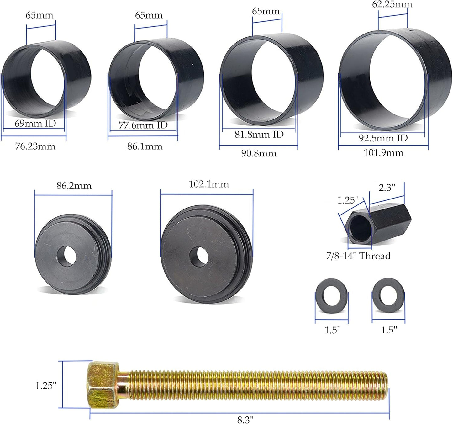 Kit adaptadores cojinetes rueda delantera 25 Pzas
