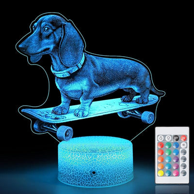 Luz nocturna perro salchicha con control remoto 16 colores