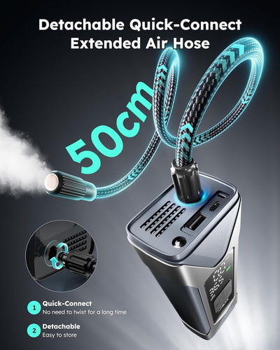 Inflador neumáticos portátil 160 PSI batería 7500 mAh