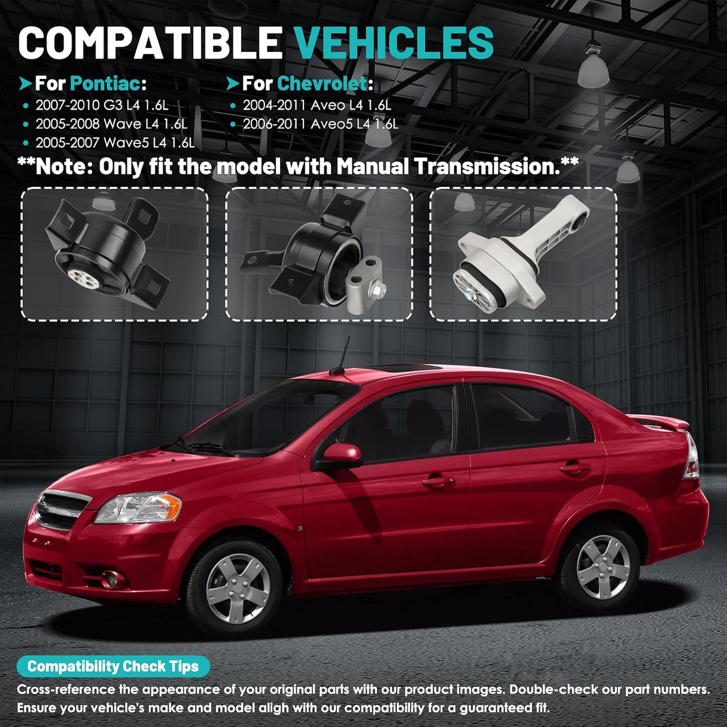 3 Pzas Soportes Motor Transmisión Chevy Aveo G3 1.6L