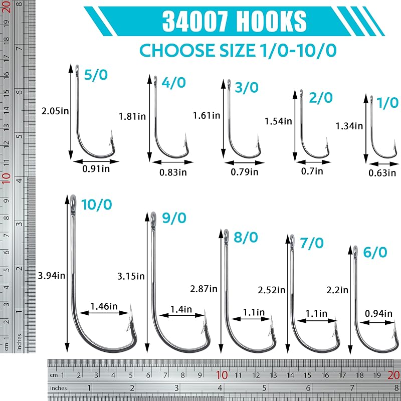 Ganchos pesca acero inox 50pz forma J O'Shaughnessy