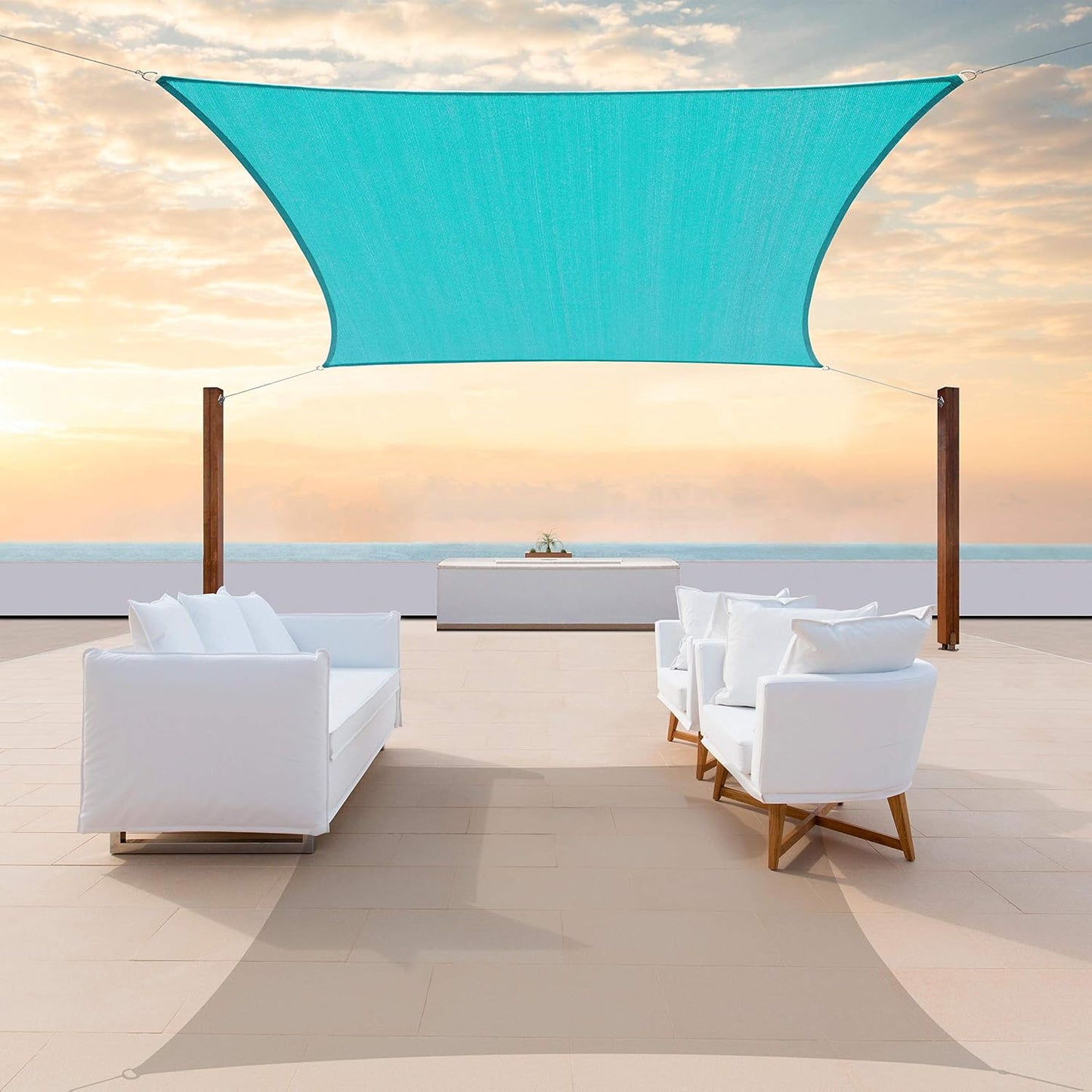 Toldo rectangular 14x16ft tela malla UPF50 color turquesa