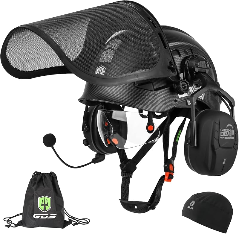 Casco seguridad motosierra orejeras Bluetooth visera 5en1