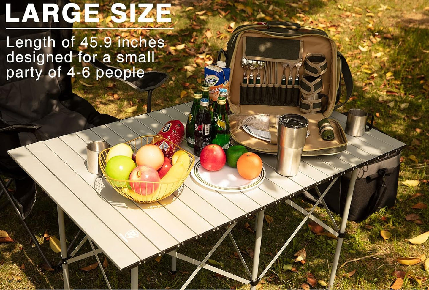 Mesa campamento plegable aluminio 4-6 personas color blanco
