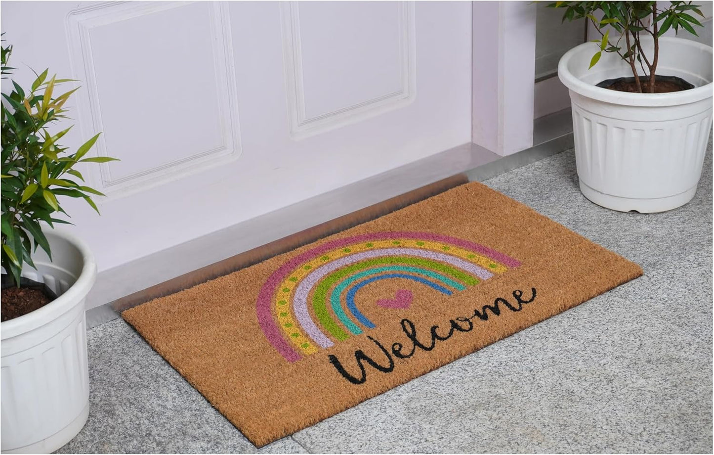 Felpudo Bienvenida Arcoíris para Entrada de Casa con Estilo