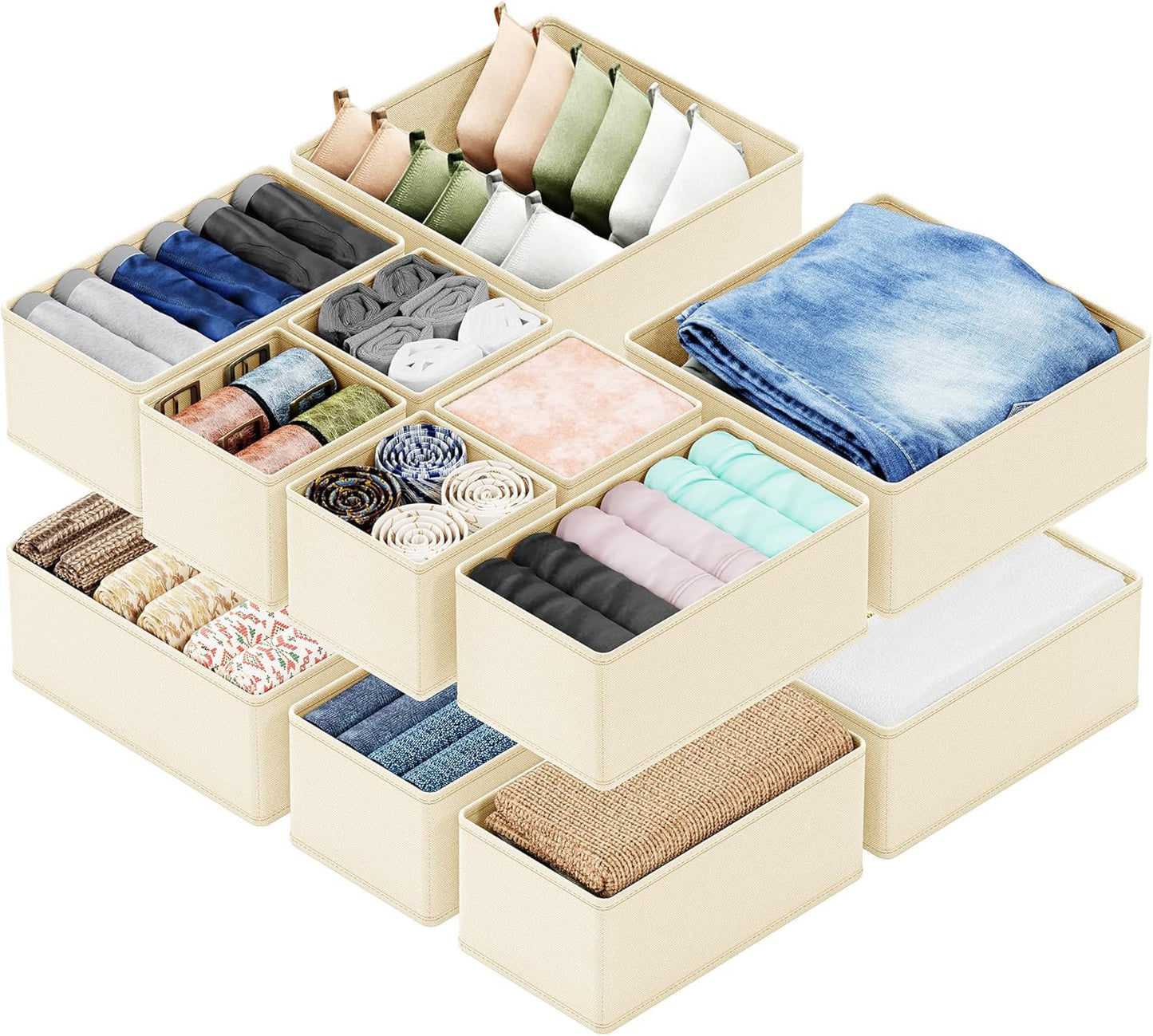 Organiz. cajones 12 pzas para ropa bebé y closet