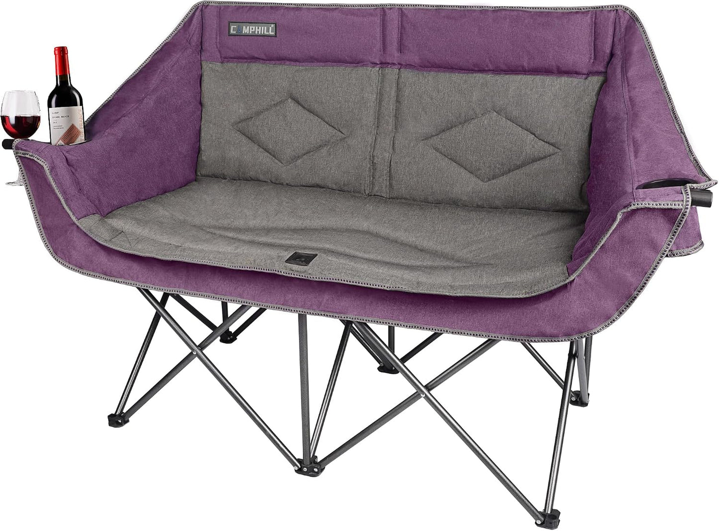 Silla campamento doble plegable acolchada 500lb color morado