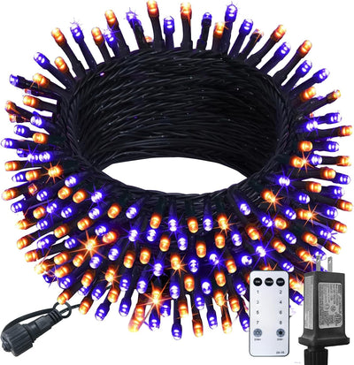 Luces navidad cuerda parpadeantes 300led 100ft púrpura naranja