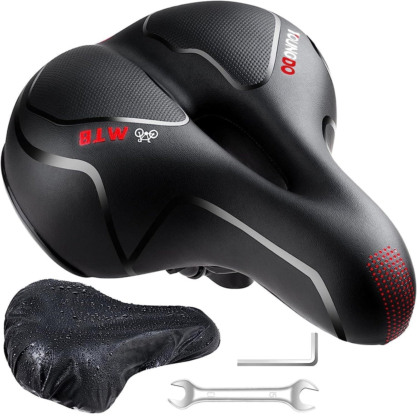 Asiento bicicleta cómodo ancho para carretera y MTB