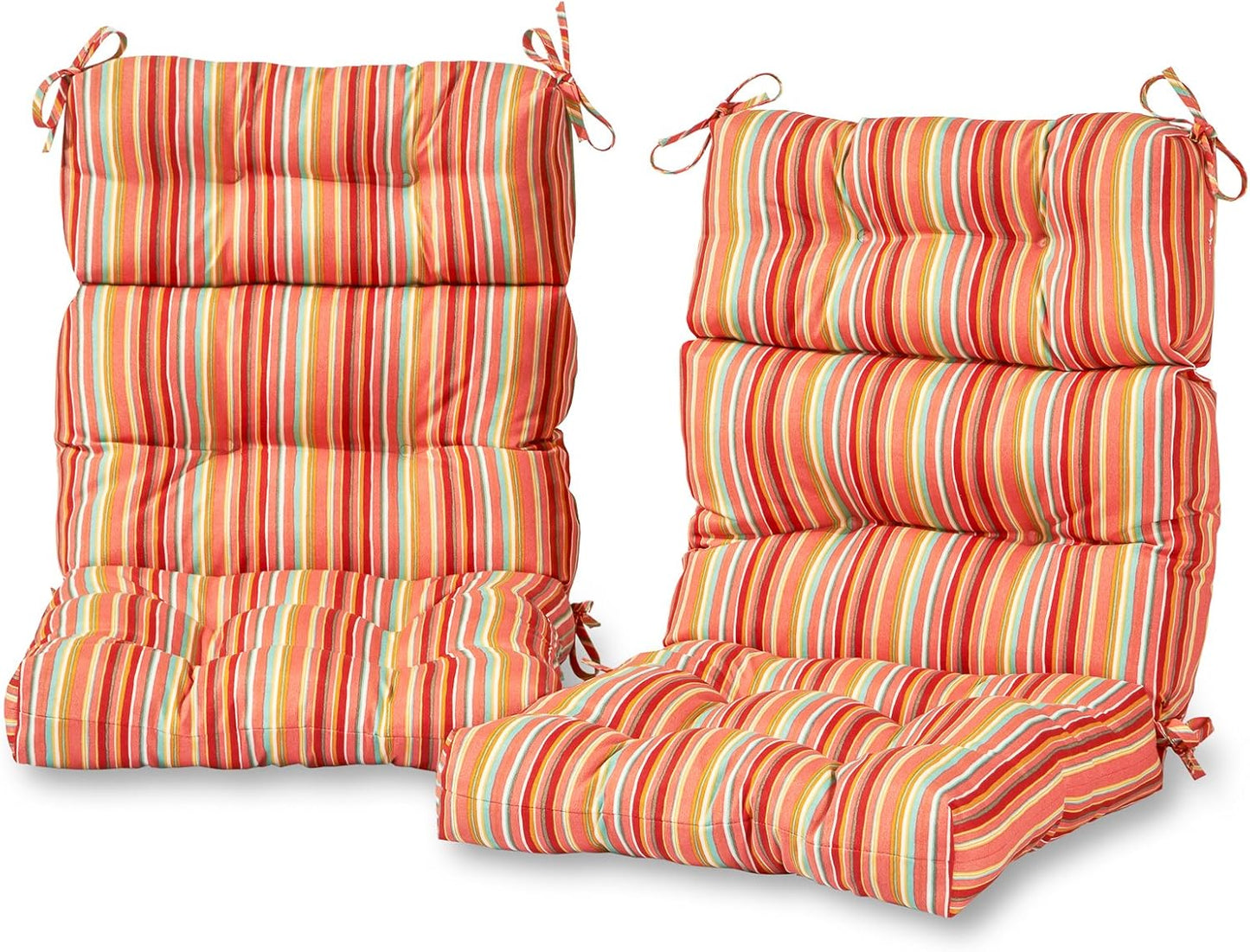 Cojín respaldo alto 44x22pulg exteriores set 2 rayas coral