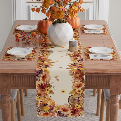Camino mesa acuarela flores otoñales 13x72pulg decoración hogar