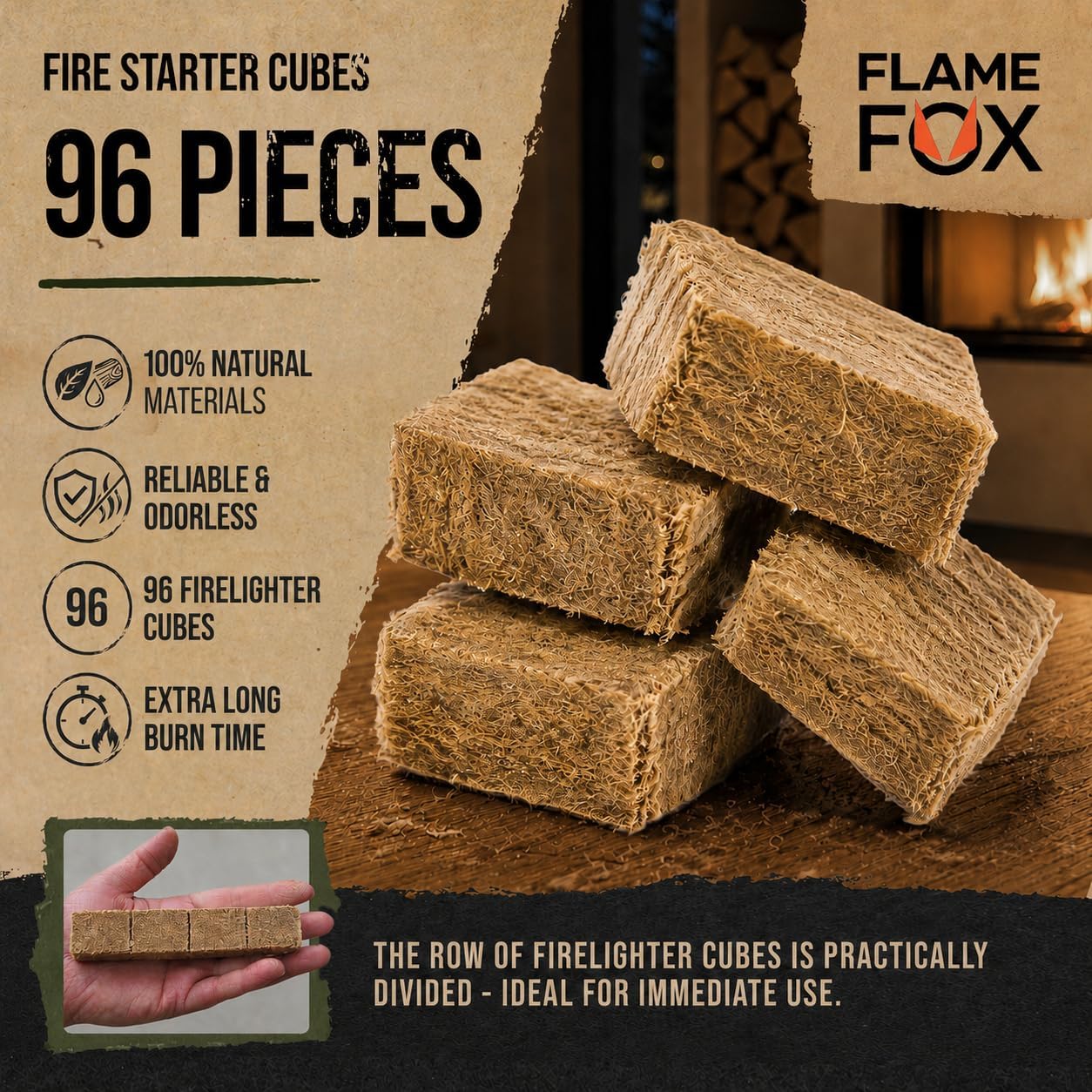 Cubos encendido rápido 96uds para fogata chimenea