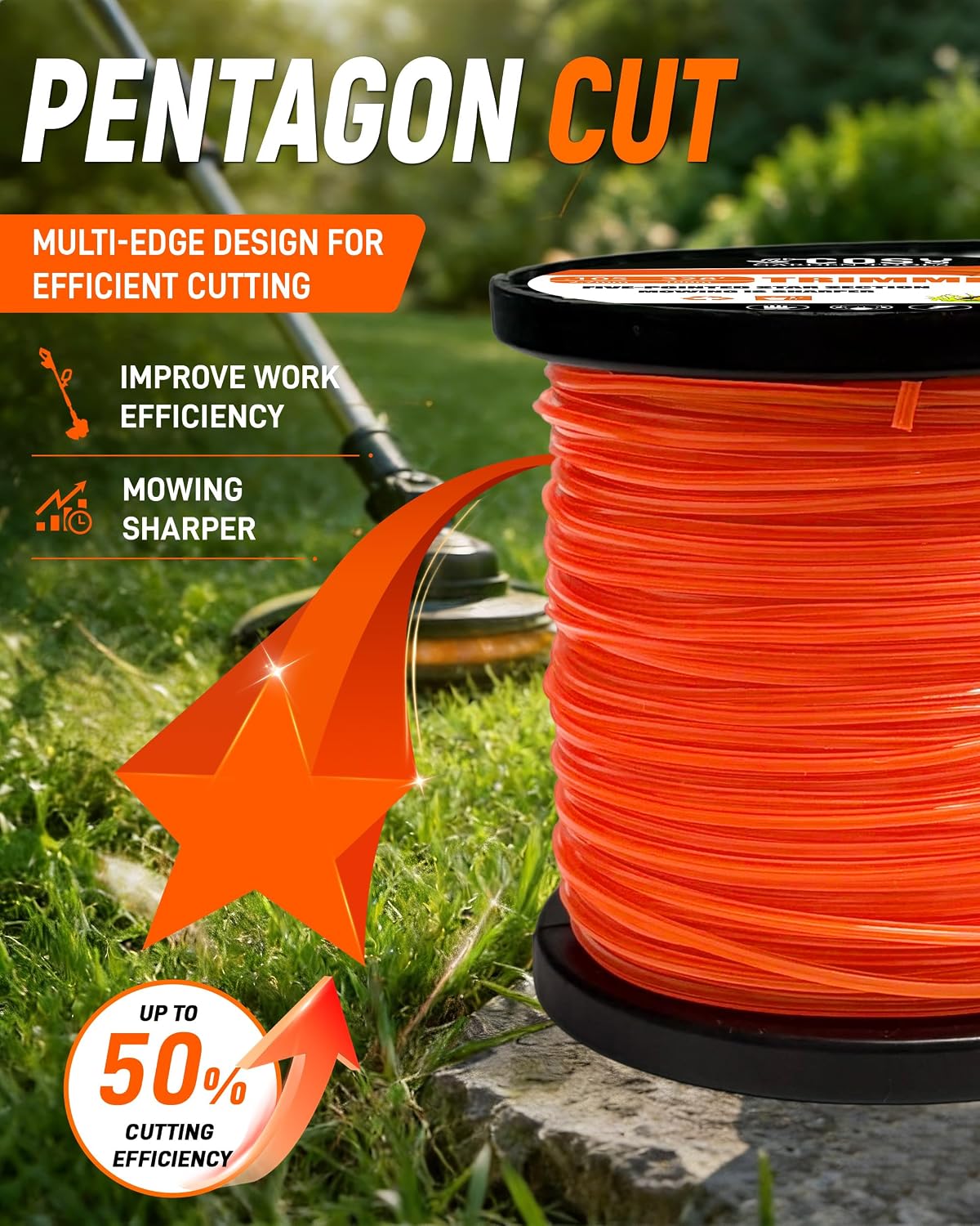 Hilo cortadora maleza grado comercial naranja 0.105"