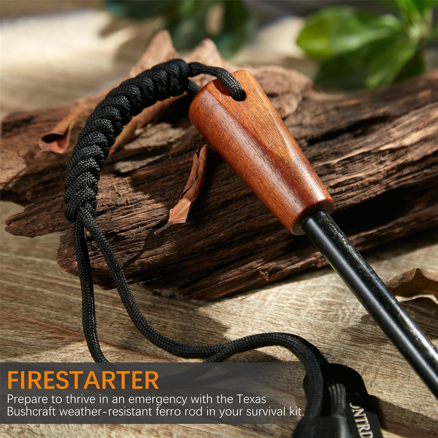 Kit encendedor de fuego acero hierro con mango madera 3/8