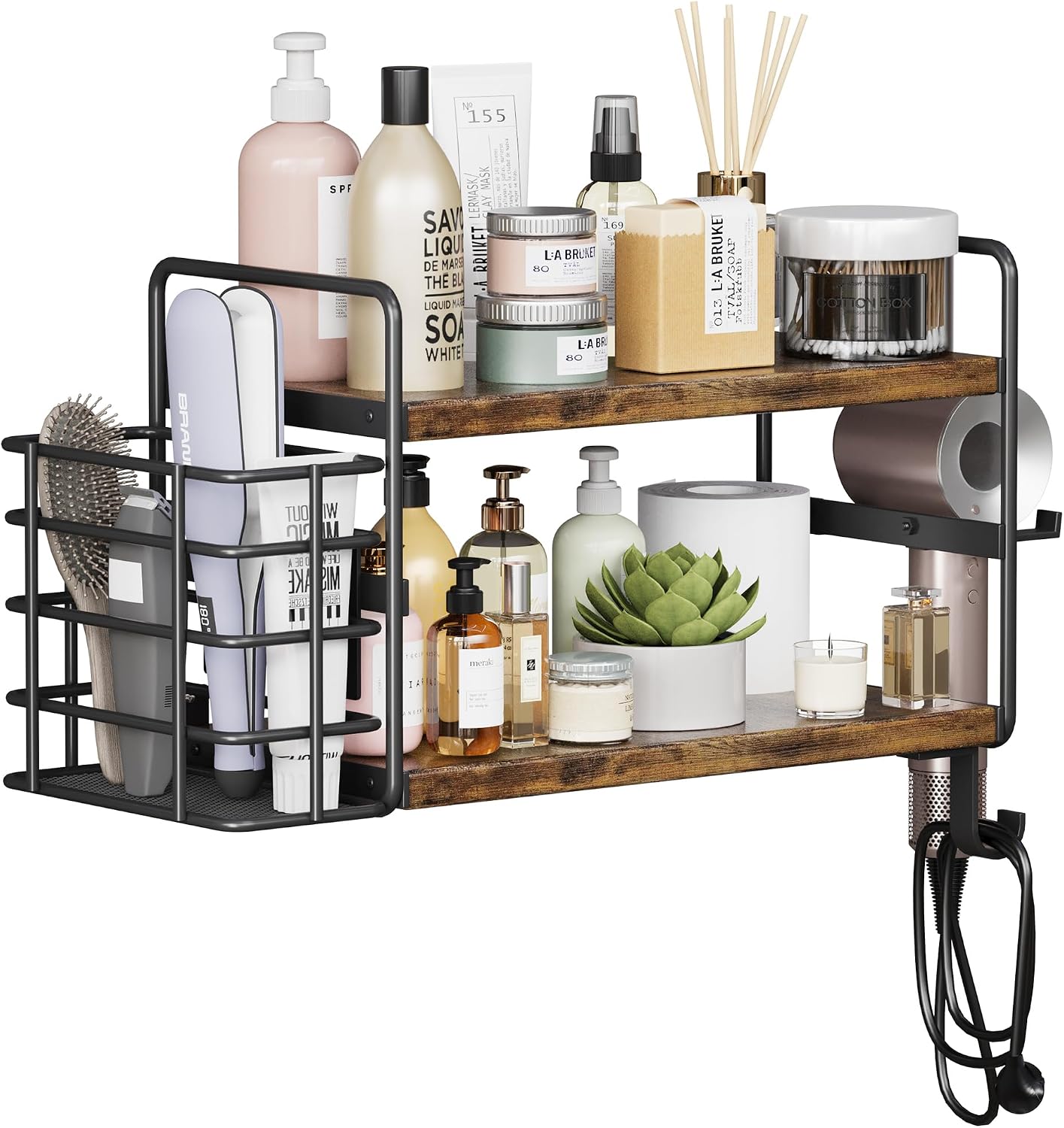 Soporte 3en1 para secador pared 2 niveles cesta desmontable