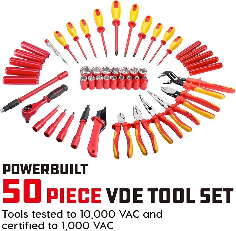 Set 50 Pzas Herramientas VDE 1000V Estuche Impermeable