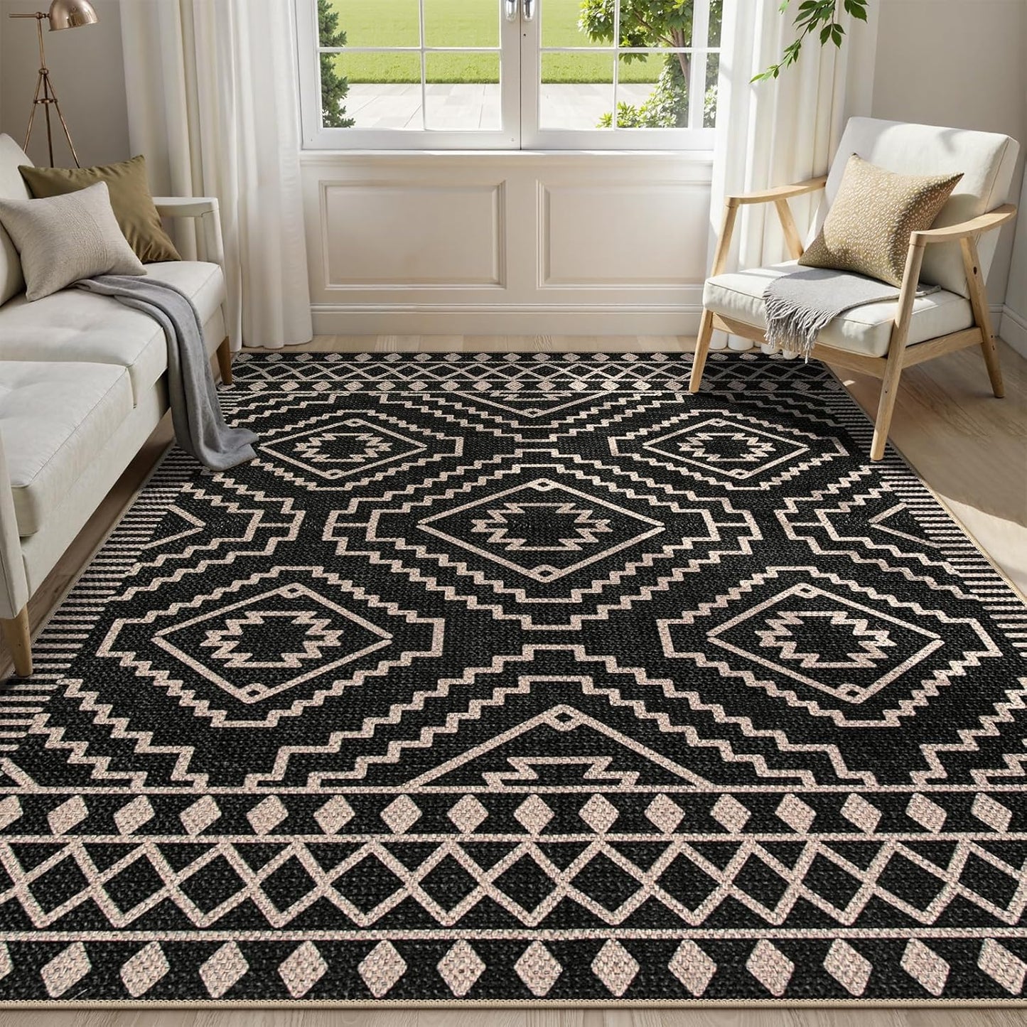 Alfombra yute lavable 5x7 negra antiderrap