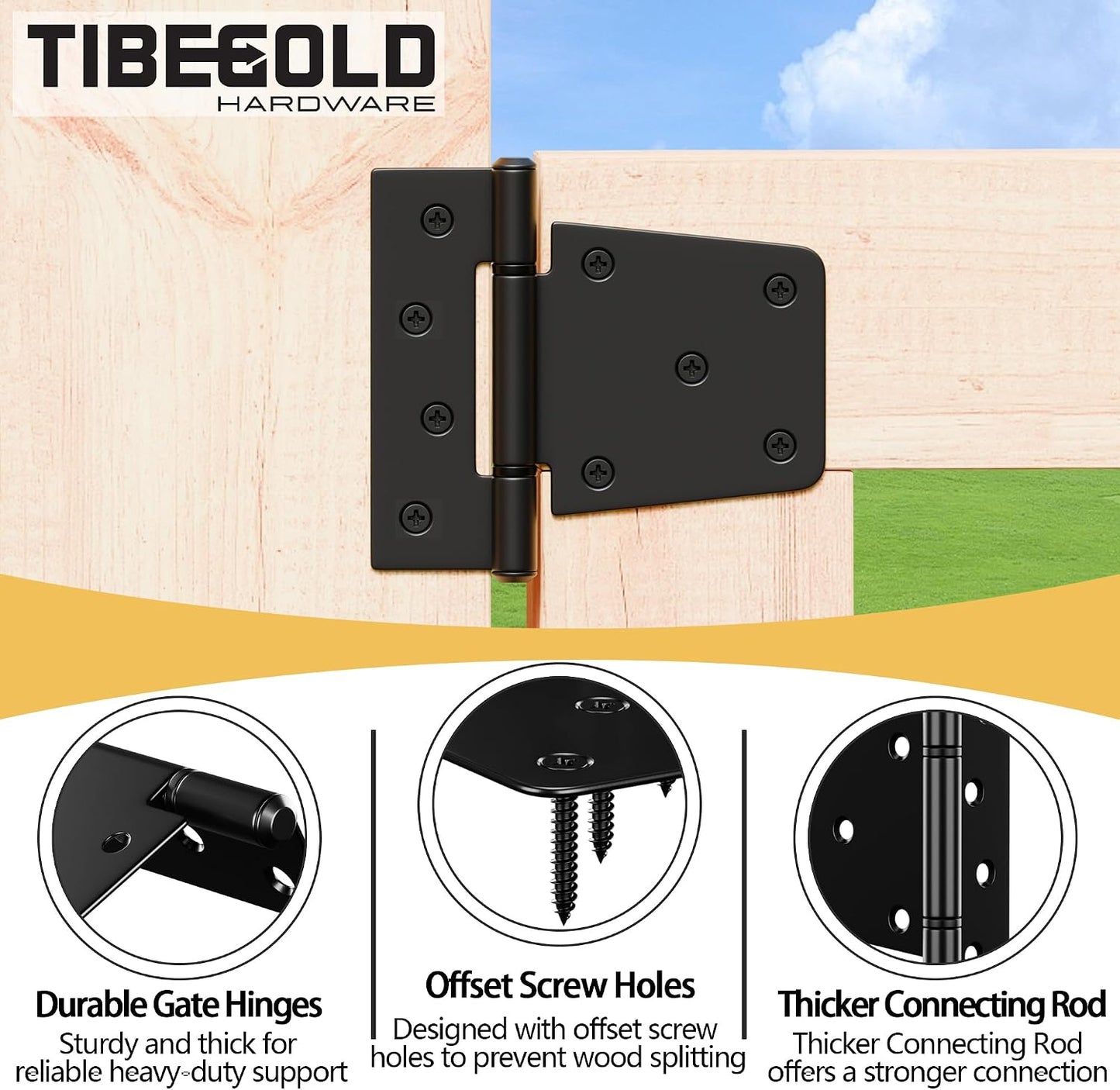 Bisagras puerta hierro negro 3.5pulg correa extralarga