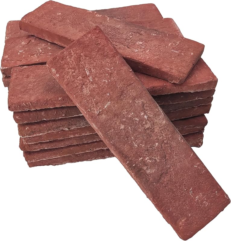 40 Pzas Chapas Ladrillo Rojas 2.4x7.9pulg para Decoración