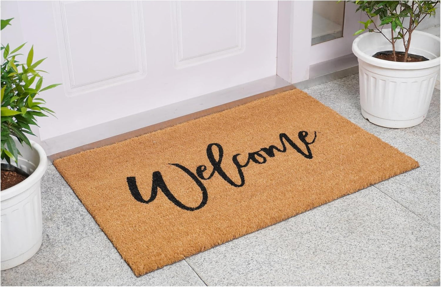 Felpudo bienvenida Cursive 24x36" bronceado/negro