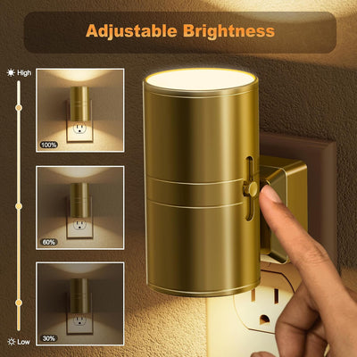 2 Luces Nocturnas LED Regulables con Sensor 3000K