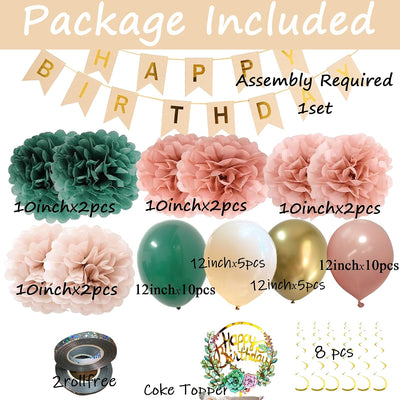 Decoración cumpleaños mujer niña globos pancarta pastel feliz