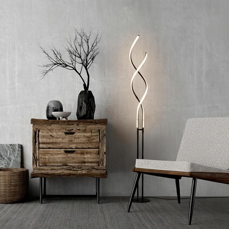 Lámpara pie LED ajustable en espiral 2en1 color negro